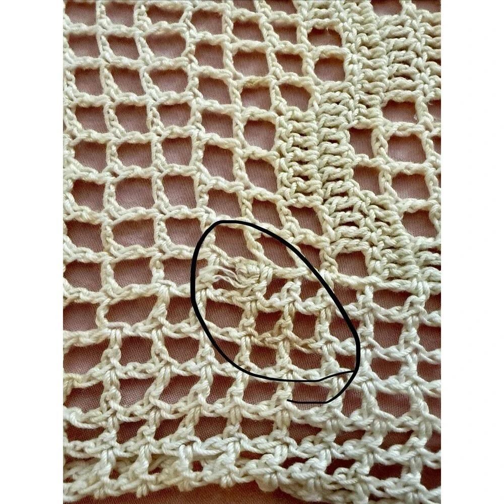 Vintage Hand Crochet Table Runner Cream  15”W x 41”L